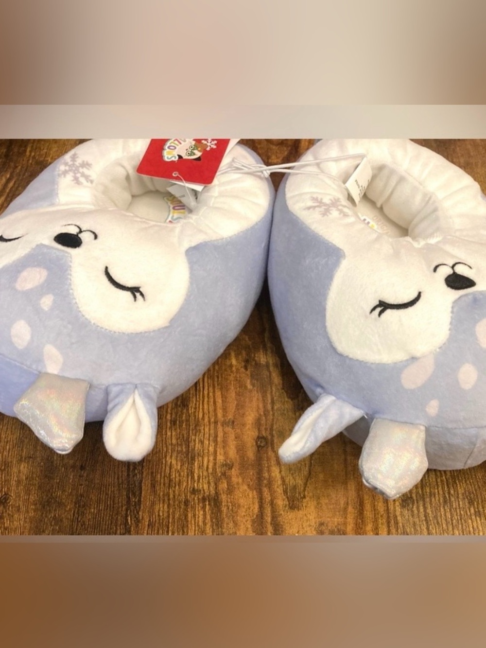 Squishmallows Kids' Deer Slippers - Light Blue Size 13-1 New - Picture 3 of 5